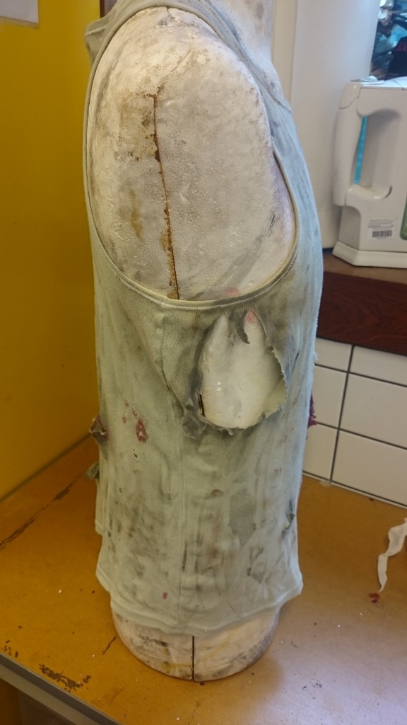 Broken down garment - side